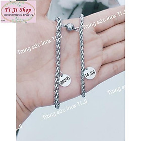 Lắc tay inox cặp đôi khắc chữ, hình ảnh theo yêu cầu