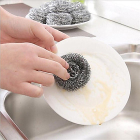 1Pcs Kitchen Stainless Steel Wire Ball Cleaner Stubborn Stains Cleaning Ball Kitchen Supplies Dishes Pan Cleaning Brush