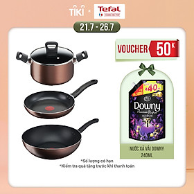 Combo 3 Day By Day chống dính đáy từ Tefal - Chảo chiên 24cm G1430405&Chảo xào 26cm G1437705 & Nồi 20cm G1434406 - Dùng mọi loại bếp - Hàng chính hãng