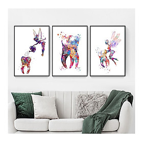 Mua (ẢNH THẬT) Tranh treo tường nha khoa 3 trang trí decor phòng răng có khung kèm đinh