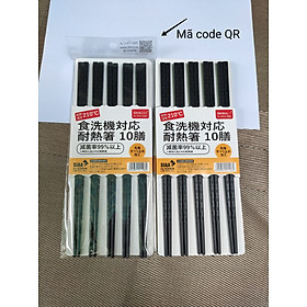 Combo Set 10 Đôi Đũa Chống Trơn Chống Nấm Mốc Cao Cấp Nội Địa Nhật Bản (Tặng vỉ dán tường to )