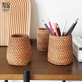 Mua Cốc Mây Guột cắm Hoa khô / Văn phòng phẩm / Decor. 10x9cm (Rattan Utensil Holder)