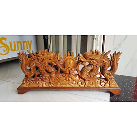 Mua Tượng 2 Con Rồng Lượn Gỗ Gõ màu đỏ size Dài 64cm x Cao 17cm x Sâu 7cm 2 con rồng lượn phun lửa biểu tượng cho sức mạnh của người đứng đầu người lãnh đạo công ty  người chủ trong gia đình thật  trưng phòng khách   bàn làm việc to quà tặng ý nghĩa ạ