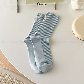 Tất nữ cổ cao trơn GOMTAT nhiều màu phong cách Hàn Quốc, chất liệu cotton nhẹ mềm mại thấm hút thoáng khí - CAOSUXI-PO-3023-1DOI - Xanh Dương
