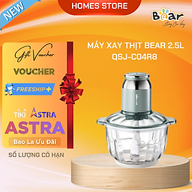 Máy Xay Đa Năng, Máy Xay Thực Phẩm, Máy Xay Thịt BEAR QSJ- C04R8S Xay Cực Êm Khỏe Máy, Dung Tích 2.5 Lít Công Suất Lớn 300 W - Hàng Chính Hãng