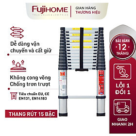 Mua Thang nhôm rút đơn 4 4M gấp gọn Nhật Bản Fujihome chống trượt  thang rút gấp xếp gọn gia đình 4m4 mét đa năng có khóa an telescoping ladder
