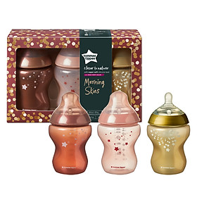 Bộ bình sữa ty siêu mềm Tommee Tippee Closer to Nature Morning Skies (3 bình x 260ml)