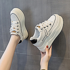 Giày Sneakers Đế Xuồng Da Thật 8CM PS640-1339 - TRẮNG - 36