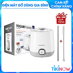 Máy Làm Sữa Chua Lock&Lock EJY110SLV (1000ml) Nắp Trong Suốt Dễ Quan Sát Qúa Trình Lên Men - Hàng Chính Hãng Tặng Combo Ống Hút + Cọ Rửa