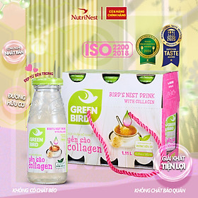 Nước Yến Sào Và Collagen Green Bird Thanh Mát Cơ Thể Chai 185ml