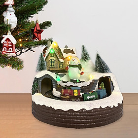 Christmas Snow Village House Statue for Living Room Holiday Tabletop Decoration Ornament