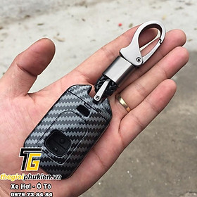 Ốp bọc chìa khóa xe Honda Civic 2016-2020, Honda City 2021 vân Carbon kèm móc đeo INOX