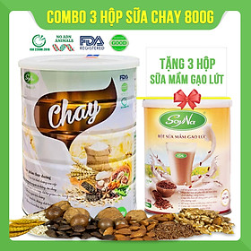 Combo 3 hộp Sữa thực vật Chay Soyna 800g tặng kèm 3 hộp sữa hạt 300g hoặc 3 hộp sữa mầm gạo lứt 300g