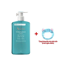 Sữa Rửa Mặt Dạng Gel Dành Cho Da Dầu Mụn Avene Cleansing Gel 400ml (Tặng băng đô mèo xinh xắn)