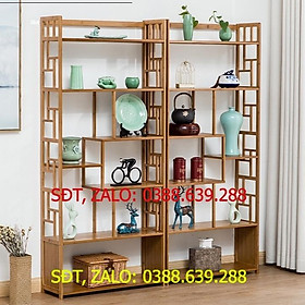 Mua Kệ để sách bằng gỗ tre cao cấp  Kệ để đồ trưng bày gỗ tre hiện đại decor phòng khách MGK052