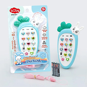đồ chơi điện thoại cho bé hình thỏ, đồ chơi điện thoại thỏ con, đồ chơi điện thoại có kèm pin 2 màu xanh và hồng( chọn màu)
