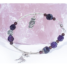 Lắc tay phong thủy may mắn nữ Thạch Anh Tím (Amethyst) tự nhiên phối charm bạc thái 925 - Mệnh Hỏa, Thổ -  BAMEMS01 | VietGemstones