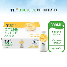 Thùng 24 chai nước uống sữa trái cây TH true JUICE milk vị chuối tự nhiên 300 ml (300 ml x 24)