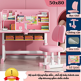Mua ( Size 80 kèm quà tặng) Bộ bàn ghế học sinh tiểu học  E01 thông minh tăng giảm chiều cao  ghế đệm êm ái và tựa lưng 2 cánh