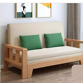 Sofa Giường Kéo Thông Minh, Giường Sofa Gấp Gọn 3 Cấp Độ Gỗ Sồi Tự Nhiên Kèm Đệm Và 2 Gối  KT 0.86x1.9m