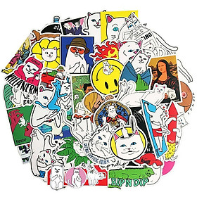 Set 30 Sticker Mèo RIPNDIP hình dán có ép lụa