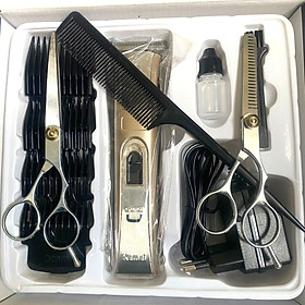 Tông Đơ Cắt Tóc Kemei KM 5017 - Tặng Kèm Bộ Kéo Cắt Và Tỉa Tóc Không Gỉ Và Lược