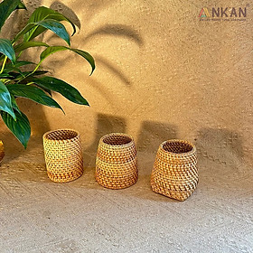Mua Cốc Mây Tre Đan Thủ Công Đa Năng - Đựng Bút  Cắm Hoa  Trang Trí Bàn Làm Việc - Phong Cách Vintage