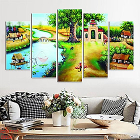 Mua Bộ 5 tấm ghép tranh dán tường 3D đồng quê  làng quê nhiều mẫu