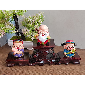 Mua Bộ 03 tượng Tam Đa Phúc Lộc Thọ 6cm kèm chân đế gỗ Tam Cấp vuông