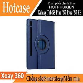 Case bao da chống sốc xoay 360 độ cho Galaxy Tab S8 Plus /  Tab S7 Plus / Tab S7 FE 12.4 inch hiệu HOTCASE (thiết kế siêu mỏng hỗ trợ Smartsleep, gập nhiều tư thế, tản nhiệt tốt) - hàng nhập khẩu
