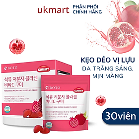 Kẹo Collagen Lựu Boto Kẹo Dẻo Gummy Collagen Vitamin C Hàn Quốc 30 Viên