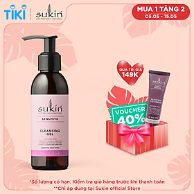 Sữa rửa mặt dạng gel cho da nhạy cảm Sukin Sensitive Cleansing Gel