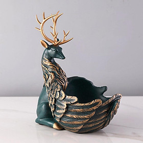 Resin Deer Figurine Statue for Home Office Decoration Feng Shui Ornament Keys Snacks Candies Storage Box