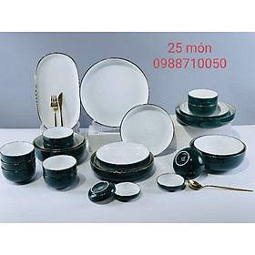 Mua Bộ bát đĩa phong cách Bắc Âu cao cấp chuẩn sứ Bát Tràng (15-25 chi tiết)