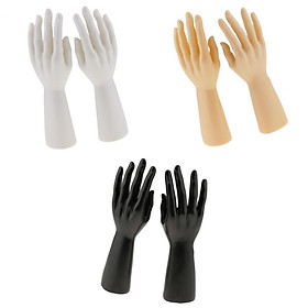 3 Pairs Male Mannequin Right Left Hand For Jewelry Bracelet Gloves Display Black White Skin Color 12 inches