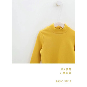 Áo thun bé trai dài tay 2-7 tuổi cao cổ trơn nhiều màu vải cotton len dày dặn, Áo giữ nhiệt cho bé hàng Quảng Châu