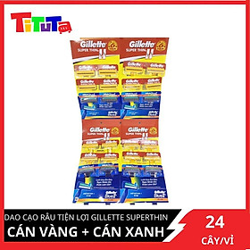 Dao cạo râu tiện lợi Gillette Superthin Cán vàng + cán xanh Vỉ 24 cây