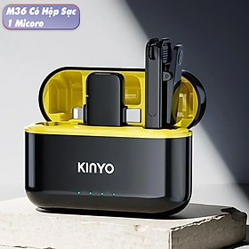 Mua Micro thu âm không dây cài áo Vinetteam Kinyo M36 kèm dock sạc lọc âm chống ồn cao cấp có 2 đầu dành cho Iphone và Android - hàng chính hãng