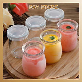 Mua Bộ 12 hũ 100ml thủy tinh đựng sữa chua bánh flan caramen hủ đựng Yaourt thủy tinh có nắp loại 1