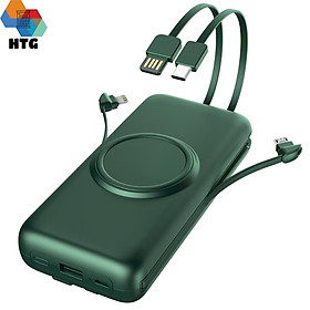Pin Sạc Dự Phòng CYKE P1 Plus 20.000 mAh hỗ trợ sạc nhanh QC 2.0A, tích hợp dây sạc cùng sạc không dây, 4 cổng output, 2 cổng input, hàng chính hãng