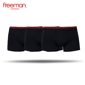 Combo 3 Quần lót boxer chất liệu cotton TC màu đen Freeman 766
