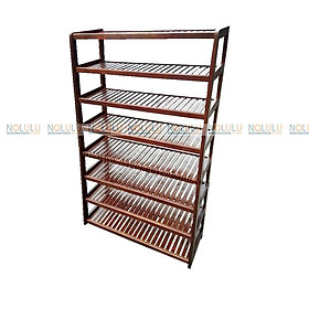 Kệ Giày Dép 8 Tầng Rộng 80cm Gỗ Tự Nhiên 100% - Nâu