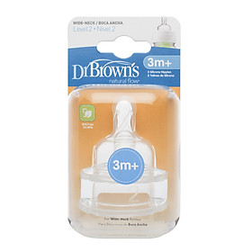 Ty thay bình sữa Dr. Brown's cổ rộng vỉ 2 cái