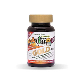 NaturesPlus Animal Parade Source of Life Gold Children's Multivitamin (2 Pack) - Assorted Cherry, Orange & Grape Flavors - 120 Chewable Tablets - Vegetarian, Gluten-Free - 120 Total Servings