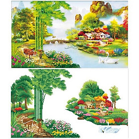 Mua Tranh đính đá Phong Cảnh Làng Quê VS083 (80x50) chưa đính