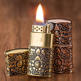 Vỏ Hột Quẹt Bật Lửa Xăng Đá Hoa Văn Kuboy K6200 Hoa Văn Cổ Điển