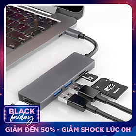 Hub chia USB Type-C 5 Cổng HDMI/USB 3.0/SD/TF
