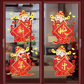Decal Tết HÍT TĨNH ĐIỆN - 4 Thần Tài hoạt hình vui vẻ