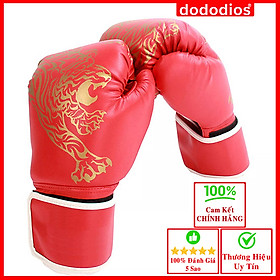 Bộ Đôi Găng Tay Đấm Bốc Cho Người Lớn Cao Cấp Freesize (10+11) Cho Người Từ 40 – 75Kg – Găng Bao Tay Tập Đấm Bốc Boxing MMA Hoa Văn Hổ Chính Hãng Dododios