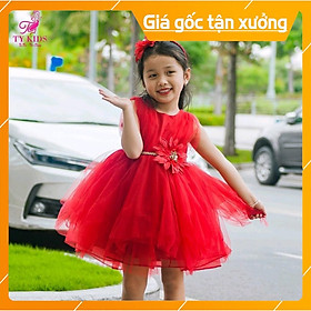 Váy Đầm Bé Gái Mẫu Đỏ Hoa Eo Thời Trang TY KIDS